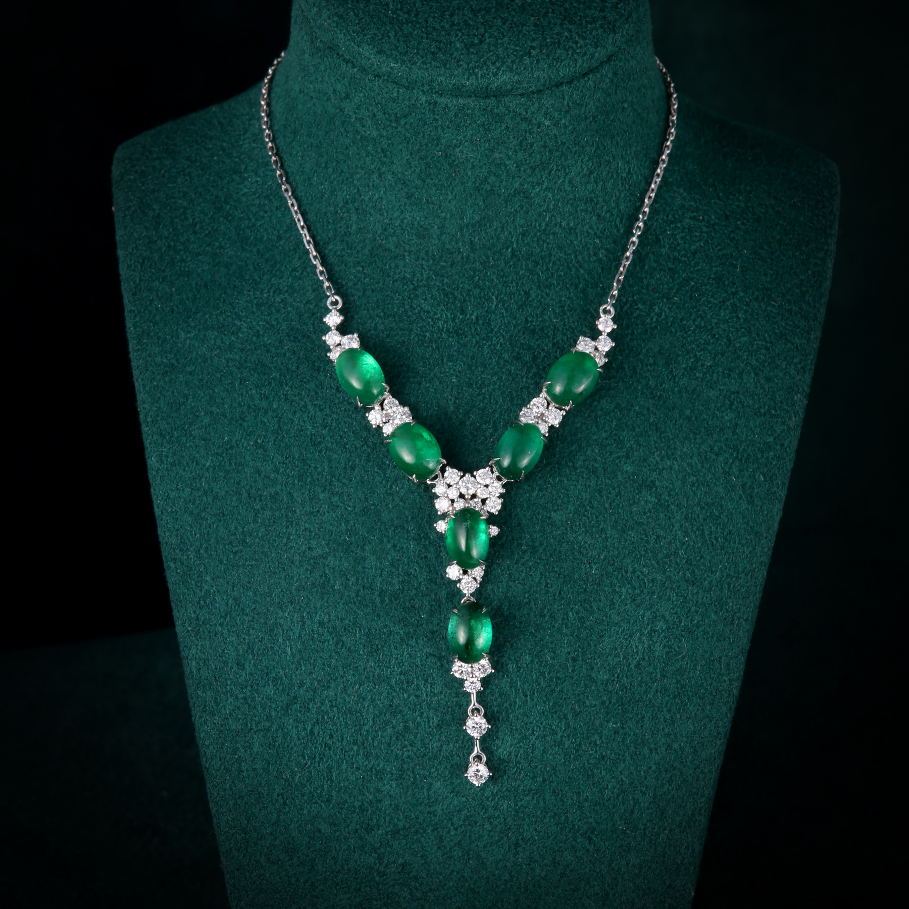 dechuang18k祖母绿项链春日优雅清新套链奢华大气独家颈饰