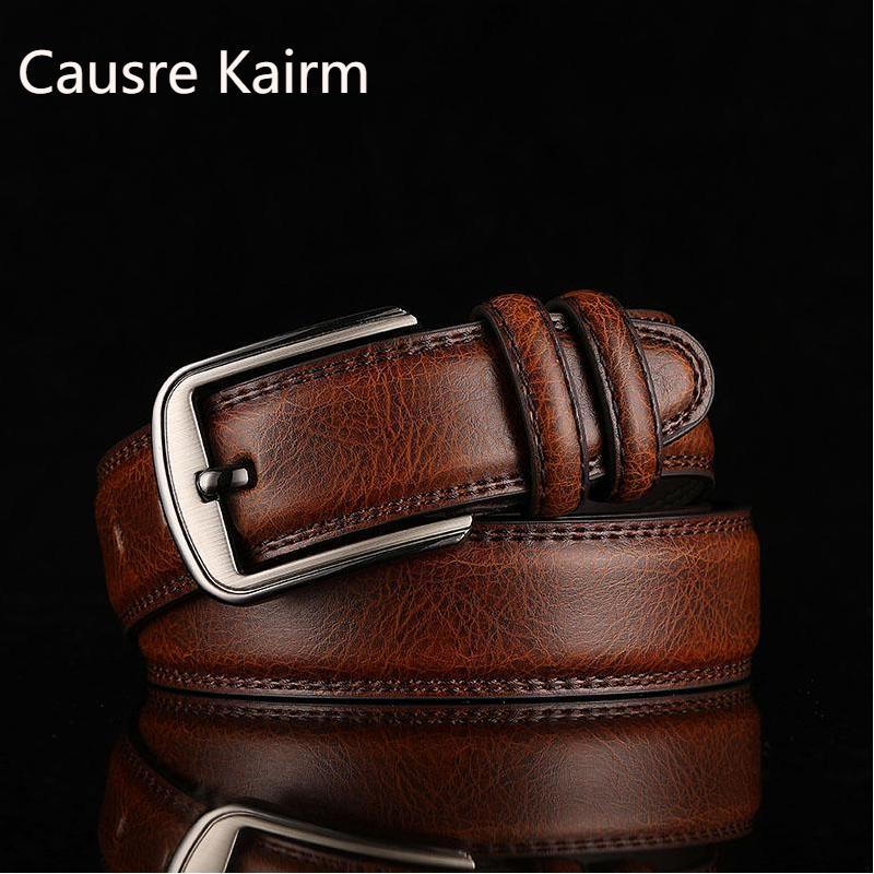 Causre Kairm皮带男士腰带针扣男式真牛皮简约牛仔裤休闲潮男裤带