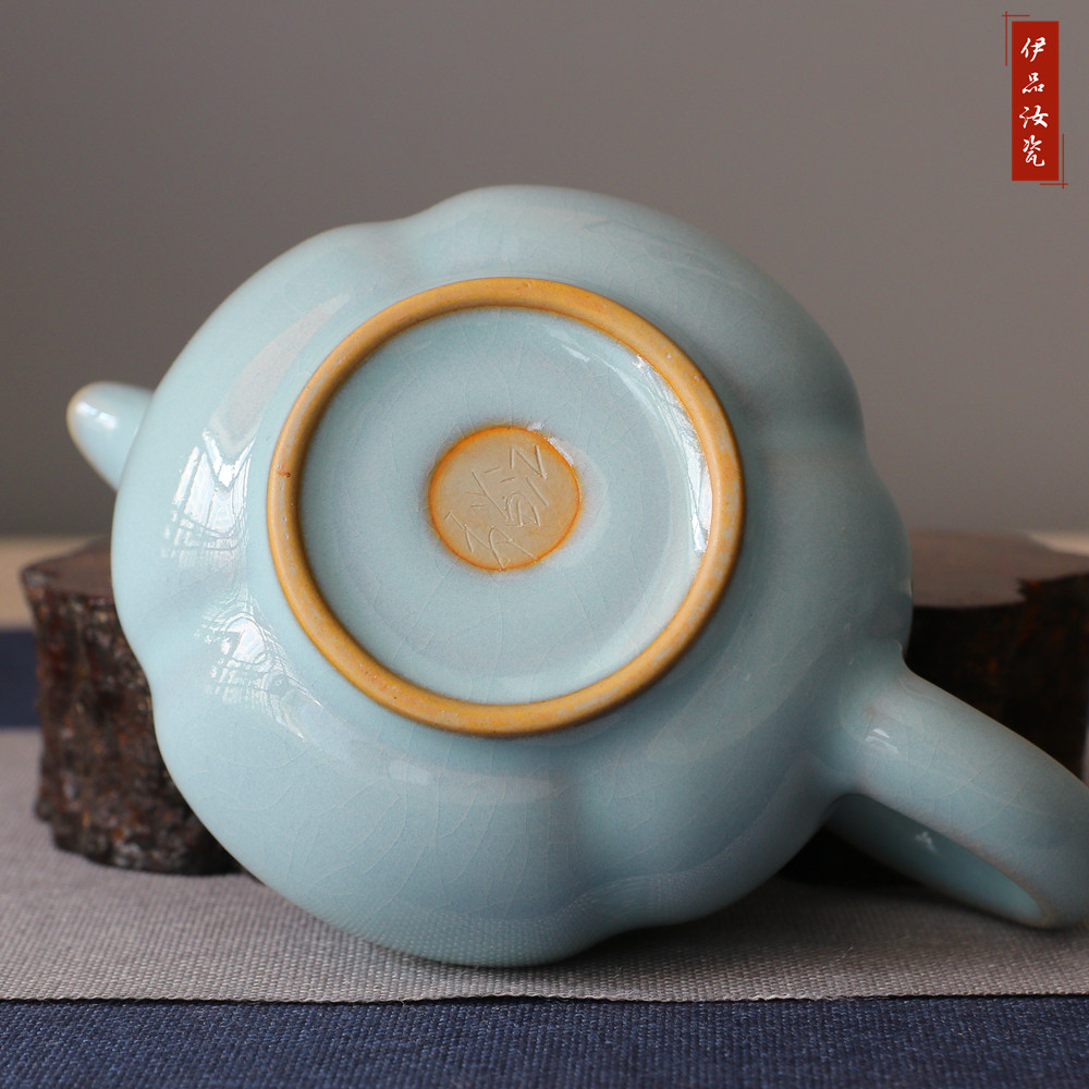 汝州汝瓷公道杯郭留江制汝茶具裂开片养杯天青公道杯