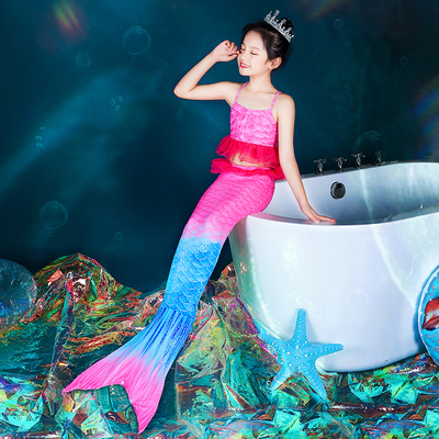 儿童美人鱼尾巴泳衣服装可爱裙子女童公主游泳装小女孩比基尼套装