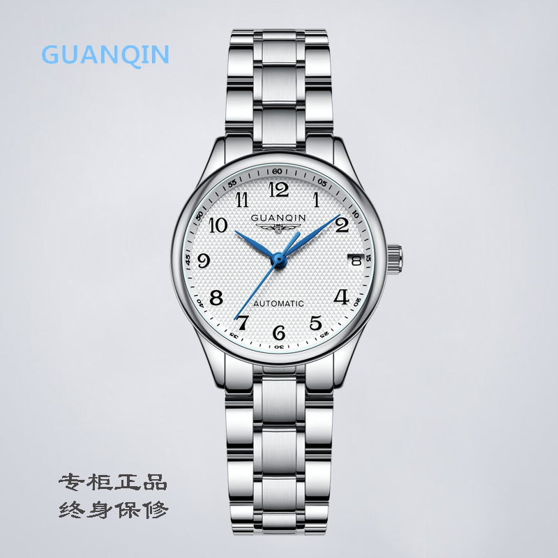 新款冠琴全自动机械表专柜正品女士手表精钢数字防水时尚手表女