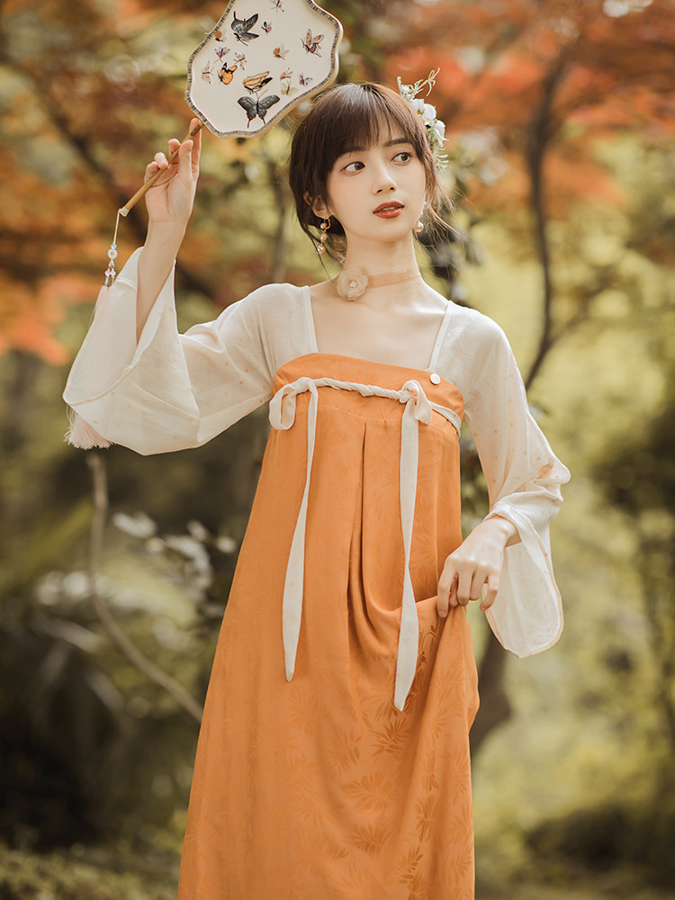 色系提花汉元素改良连衣裙2022夏季中国国风日常连衣裙