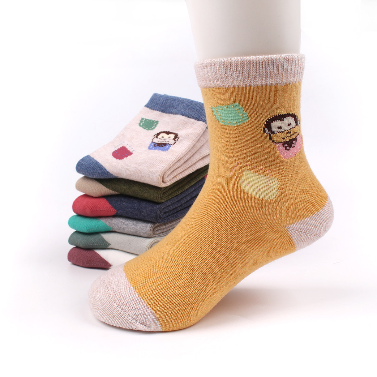 六指鼠童袜儿童袜子纯棉中筒男童女童中大童秋冬季加厚新款学生袜