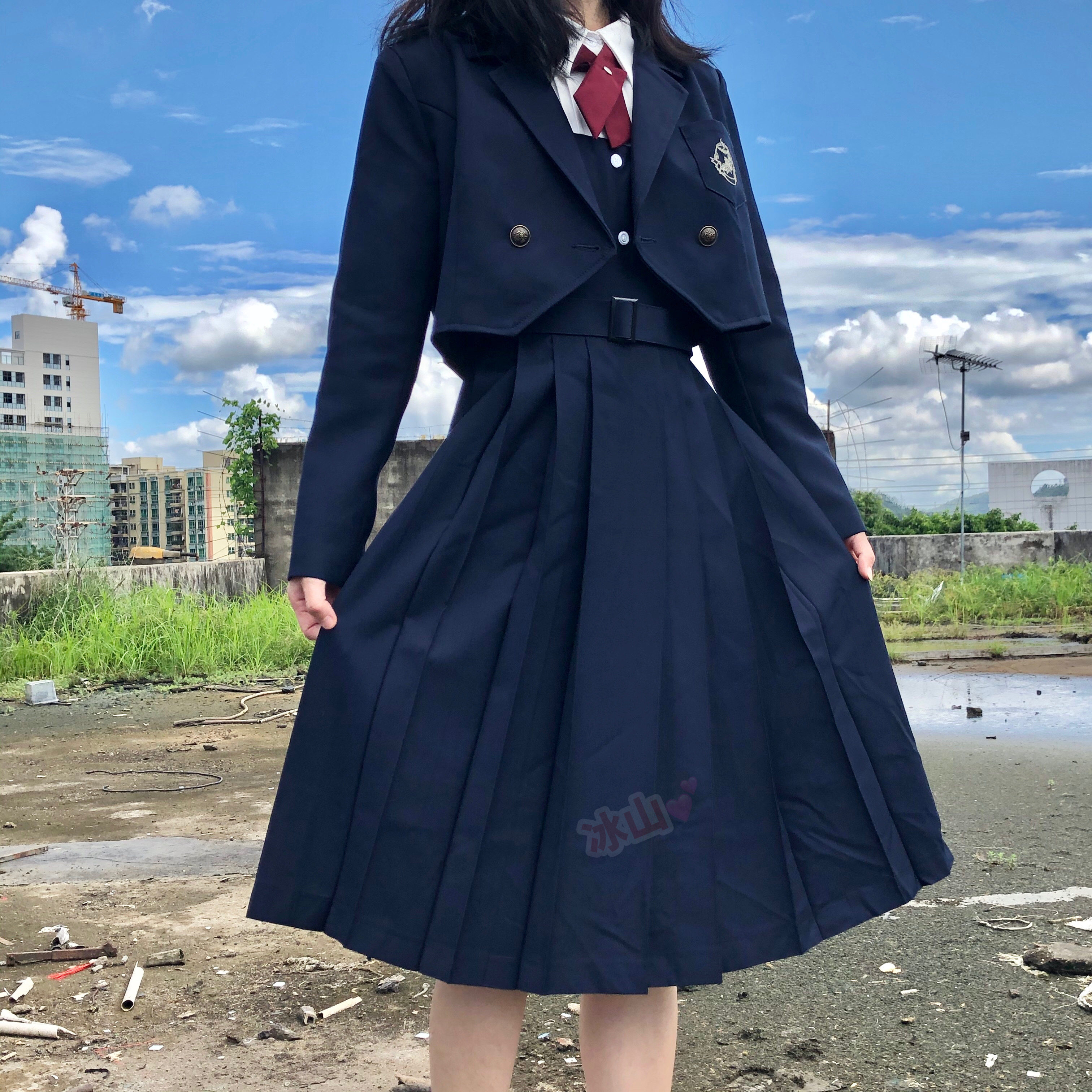 傲慢jk制服基础款护奶裙日学生校服优等生海军风连衣裙