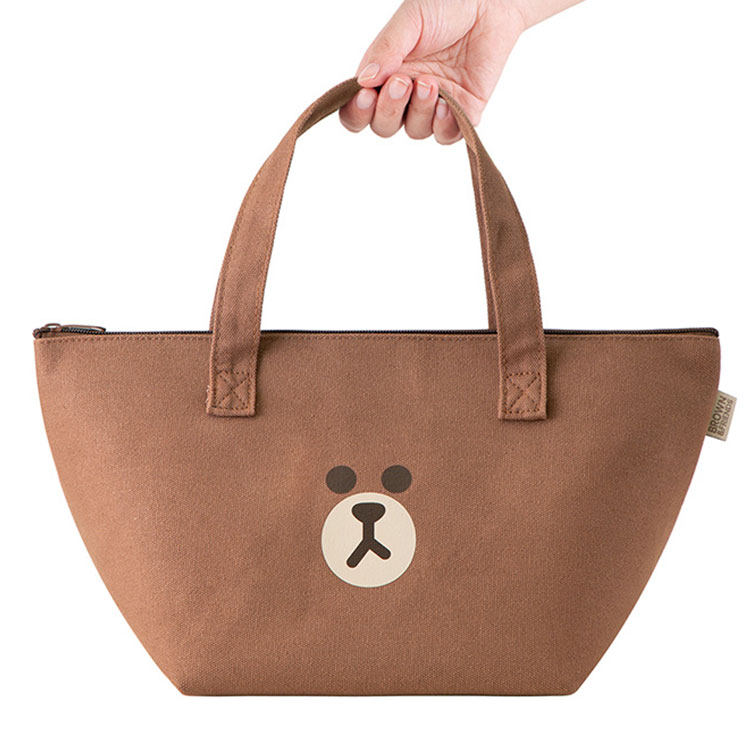 linefriends布朗熊便当包午餐午餐帆布包可爱学生上班族购物袋