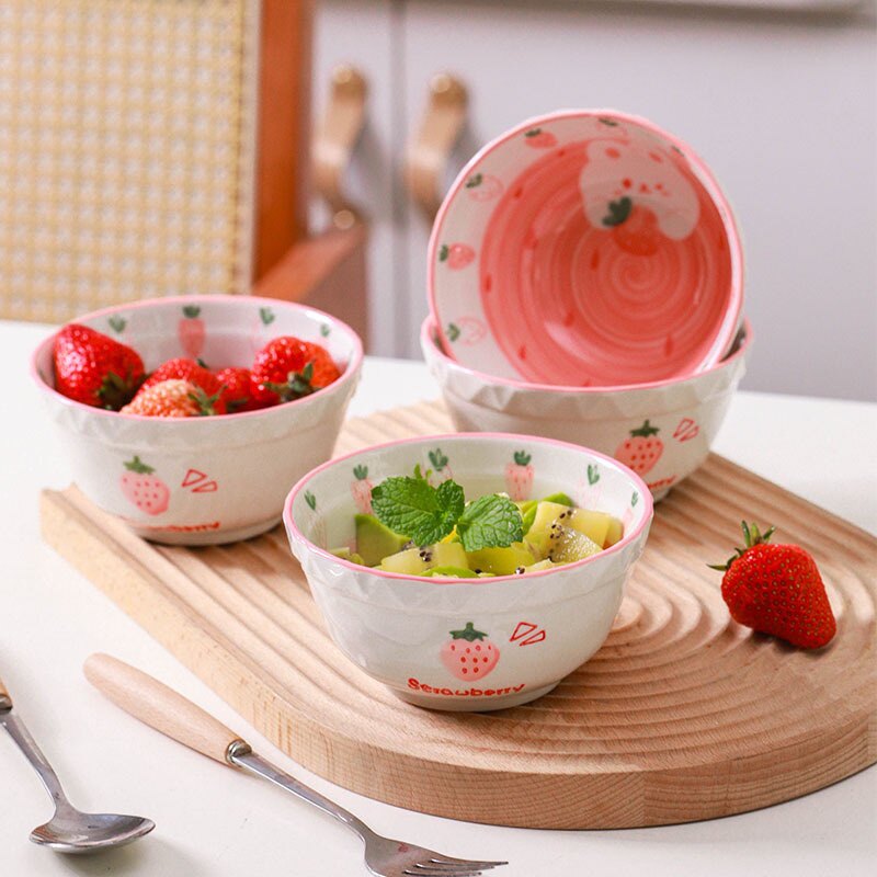 创意陶瓷卡通碗米饭碗家用碗筷可爱少女心儿童碗辅食餐具碗碟套装