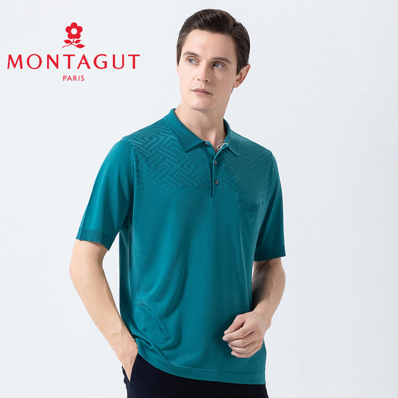 短袖梦特娇polo冰丝亮丝进口2022翻领男装新款polo衫