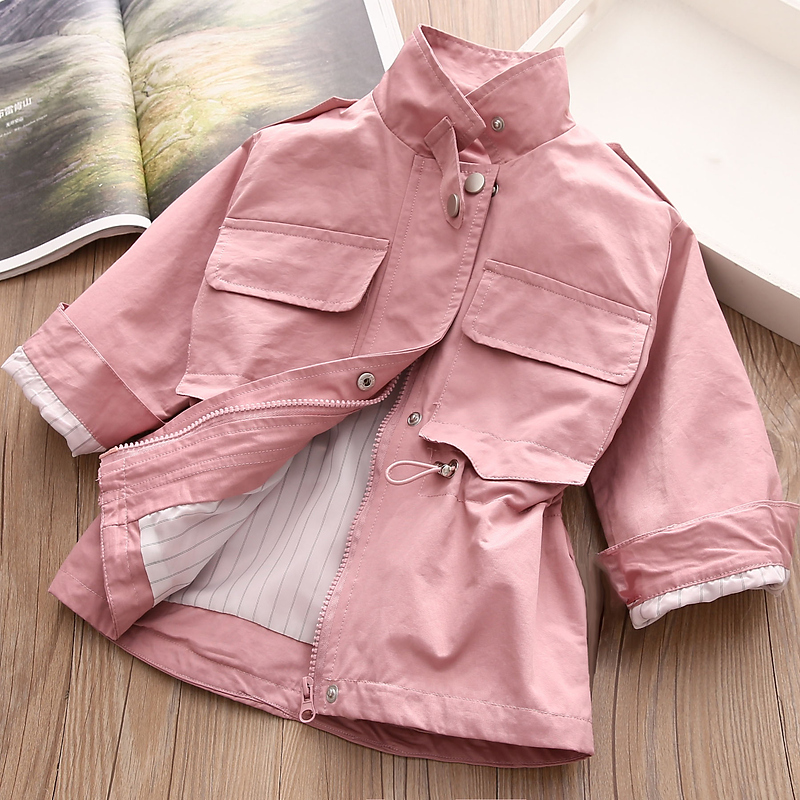 宝宝大口口袋外套2021秋装新款女童童装儿童风衣