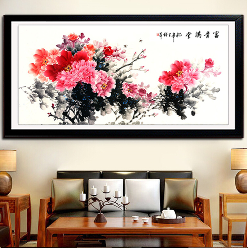 牡丹花国画字画书法花鸟山水画客厅酒店装饰画水墨画微喷画心批发