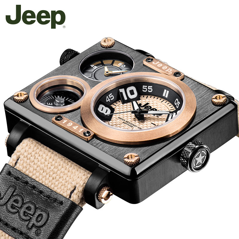 jeep手表男士户外夜光腕表个性方形男表正品