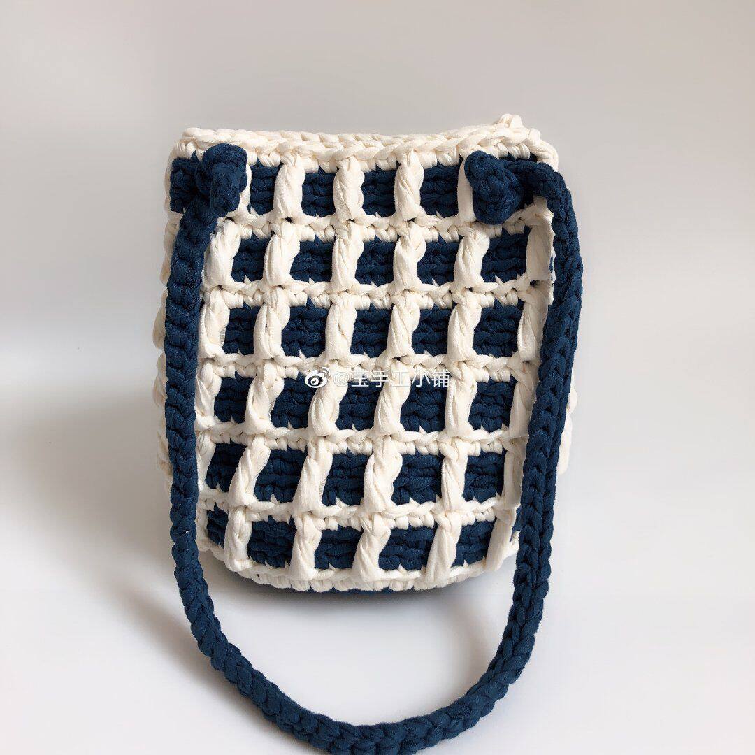 【不是成品】 diy手工布条线抽绳方格水桶包单肩挎包材料 莹手工