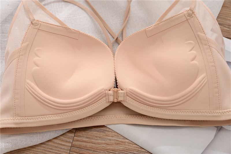 光面美背胸显厚小薄下文胸交叉面前上托聚拢文胸