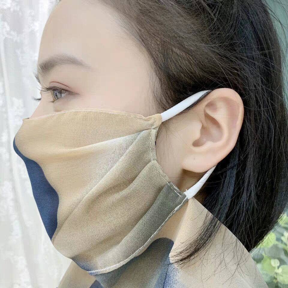 春夏防晒bz丝巾围脖口罩女护颈透气面罩全遮脸防紫外线雪纺薄面纱