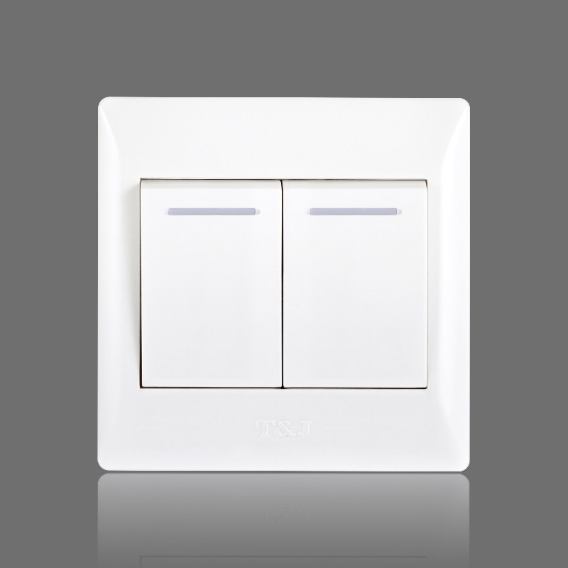 天基开关插座面板悦庭系列二位双控开关雅白白色双控开关