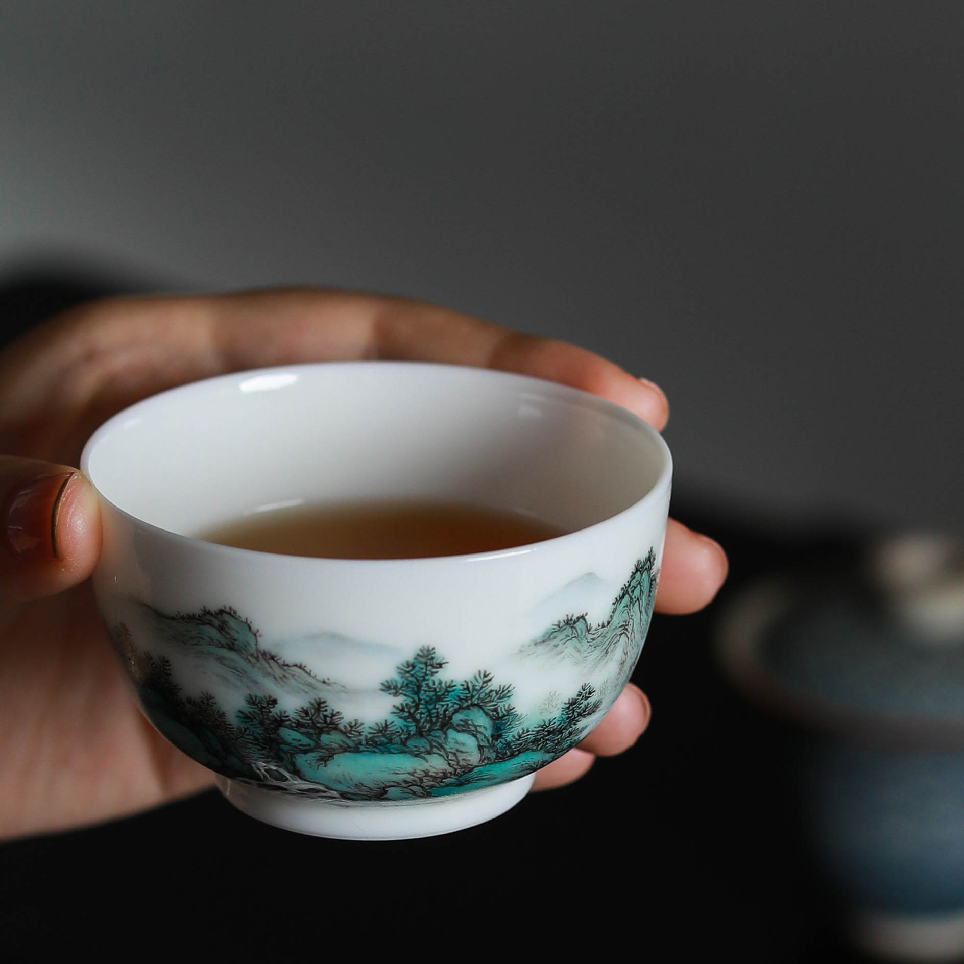 【茶杯】独清 手绘山水主人杯 景德镇陶瓷茶碗个人全手工功