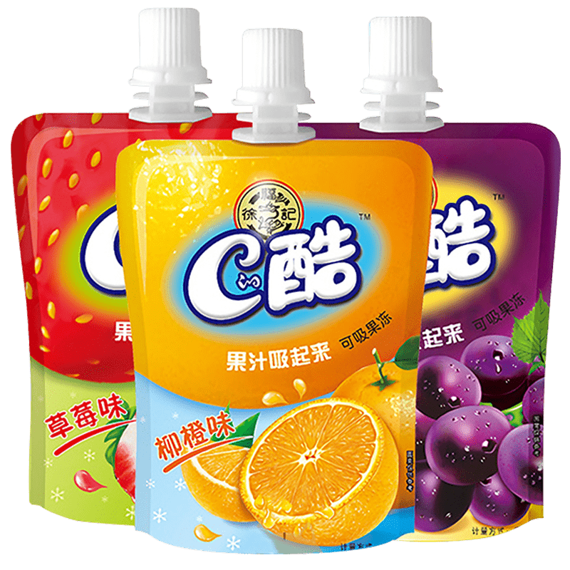 徐福记c的酷可吸果冻1000g果汁饮料儿童办公室休闲零食混合装8袋