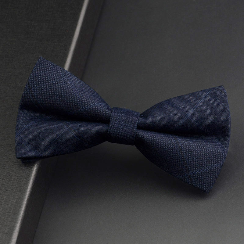 潮男士正装商务西装蝴蝶结韩版休闲时尚文艺优雅英伦格子领结灰色