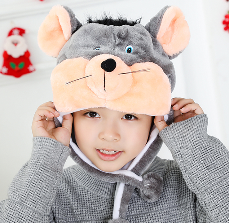 老鼠动物帽子灰色卡通2021吉祥物活动道具舞台帽子