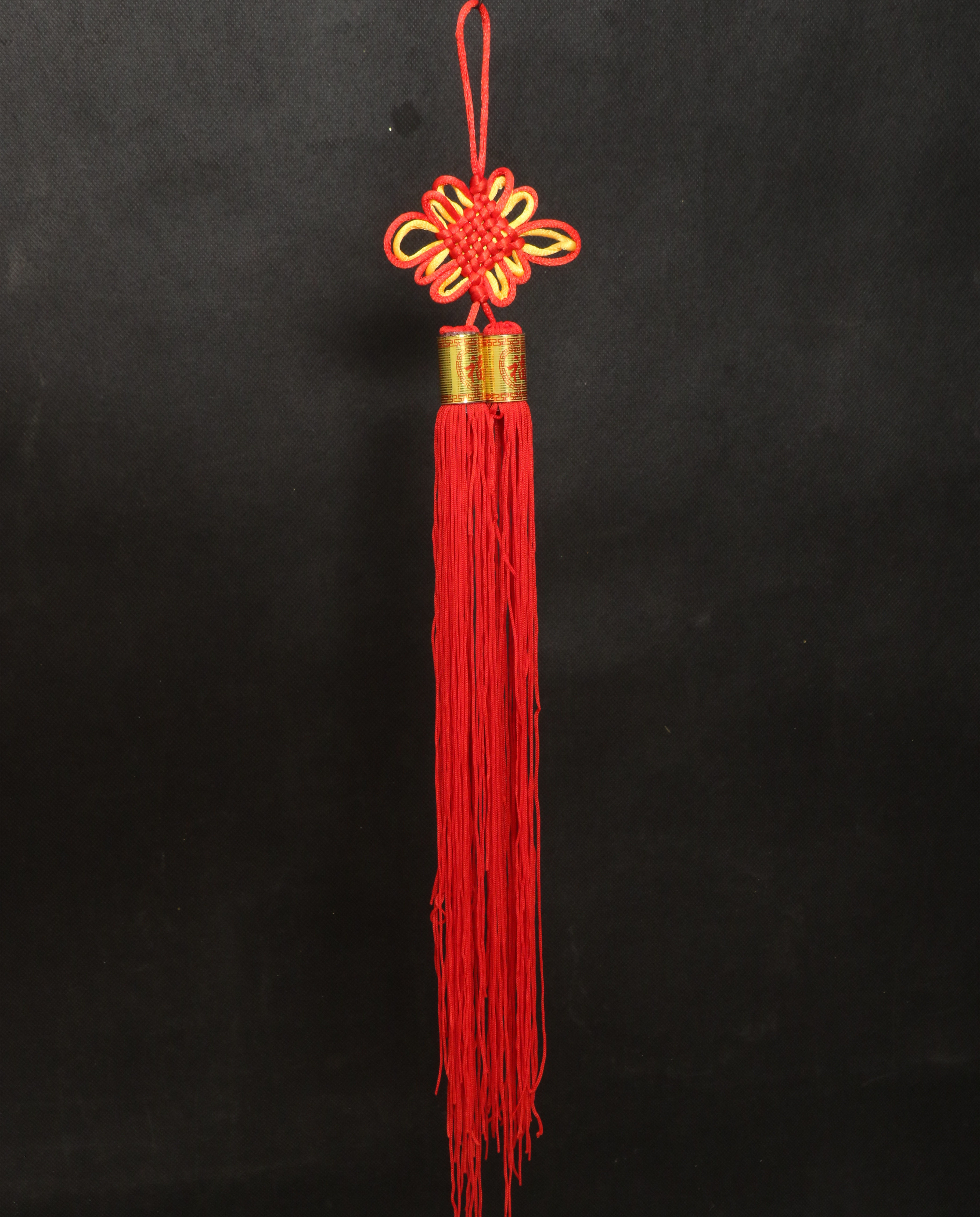 中国结红黄双色挂件6盘富贵竹小号挂饰双流流苏中国结