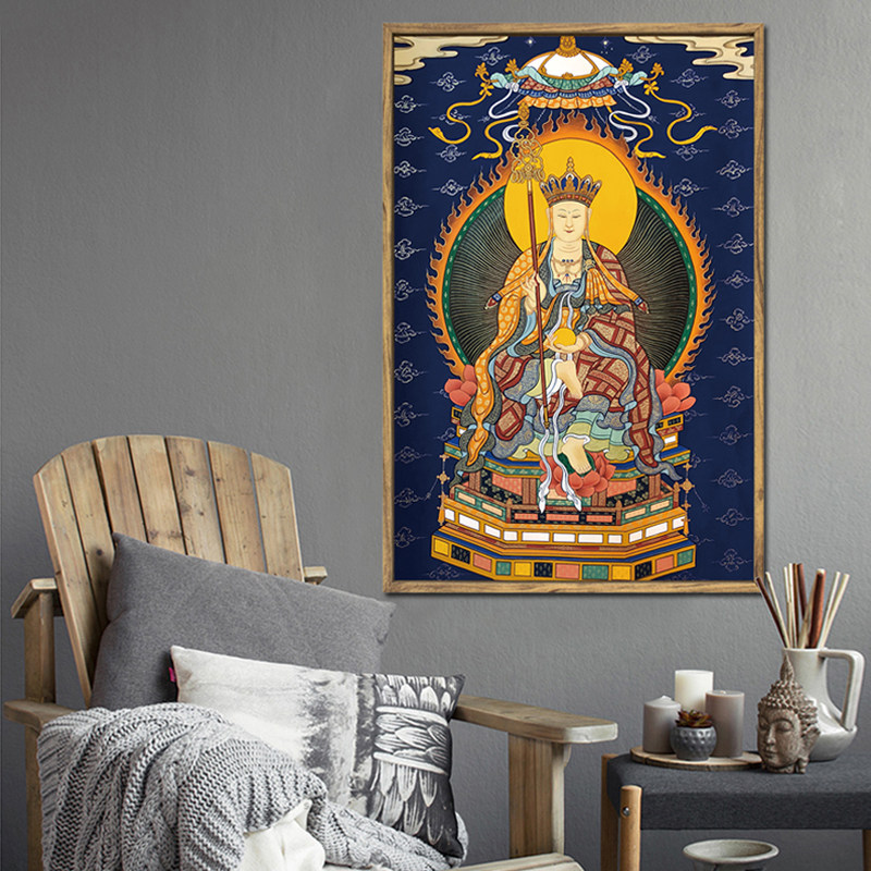 地藏菩萨佛像挂画客厅书房唐卡装饰画藏式玄关背景墙现代禅意壁画