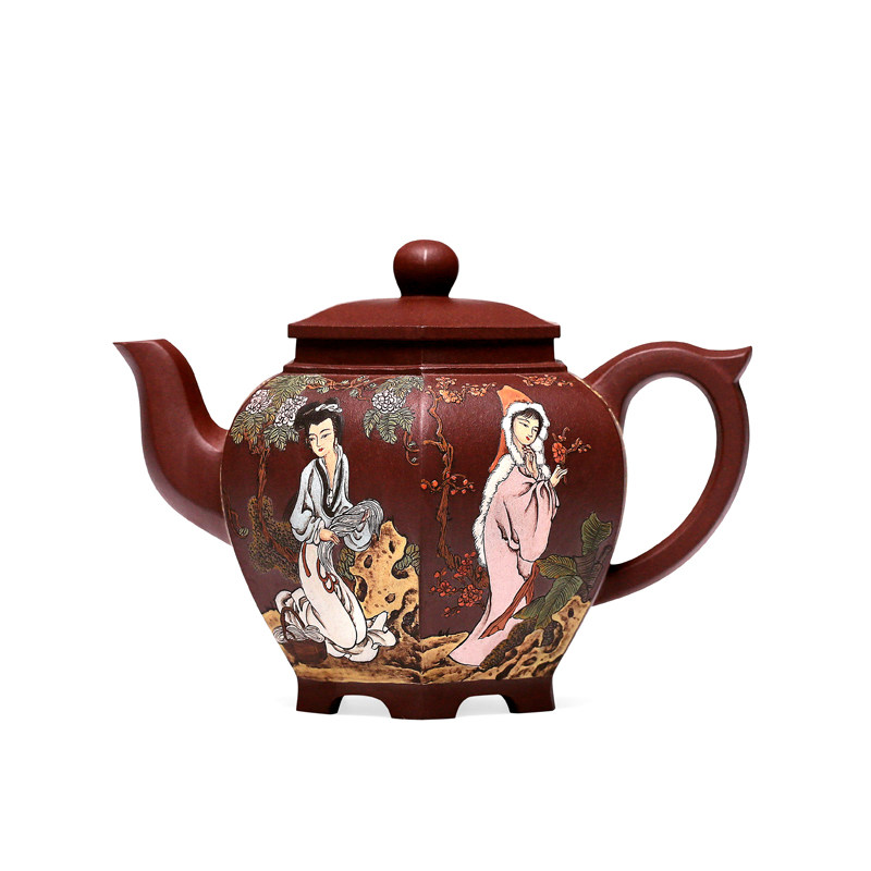宜兴手工六方茶壶泡茶茶具功夫茶功夫宜兴紫砂张小岭茶壶