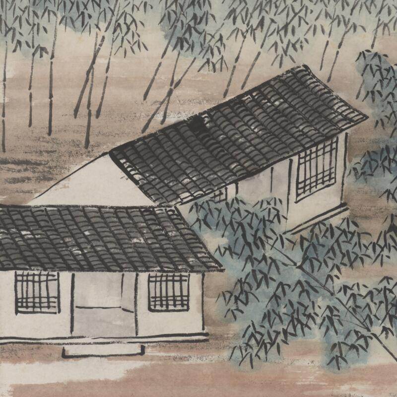 齐白石万竹山竹山居图国画古代名家书法真迹复制品国画