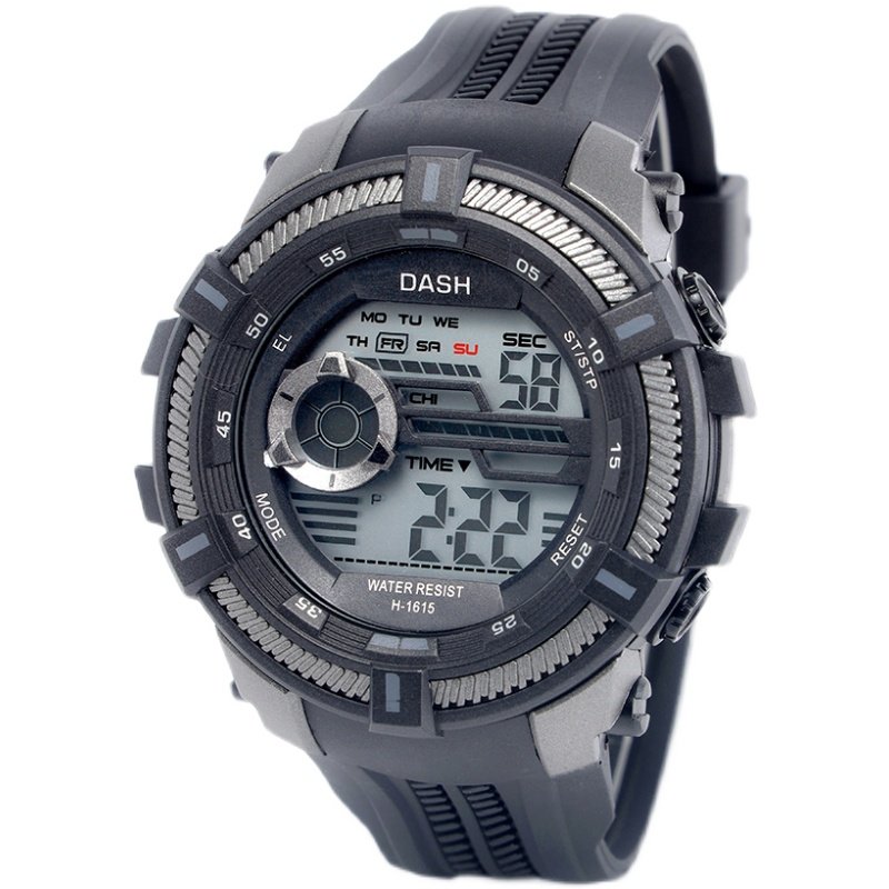 dash时尚尚炫黑色七彩多功能运动电子表男童学生国产腕表