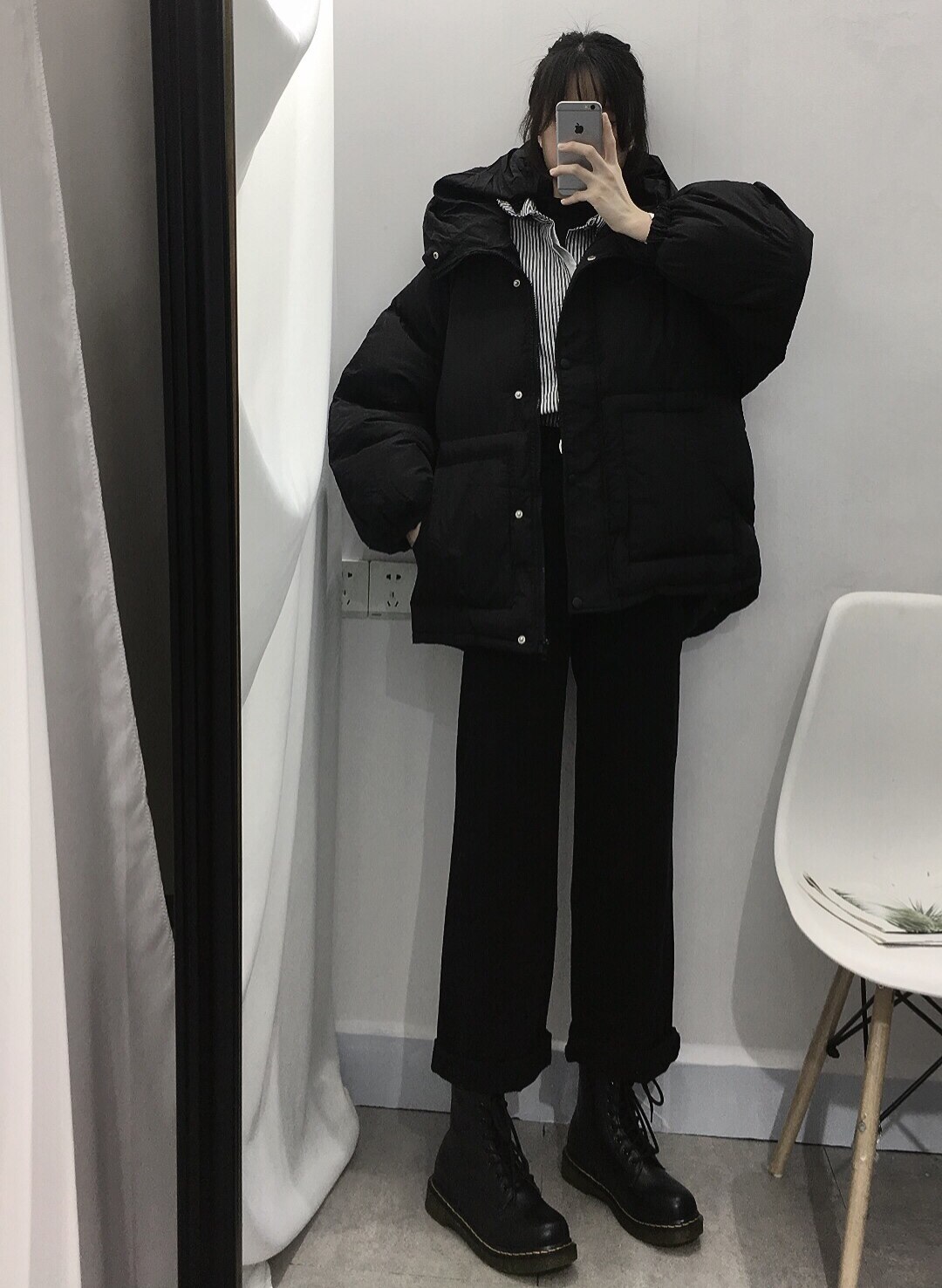 棉衣冬季韩版宽松2020年新款棉服黑色外套棉袄时尚套装