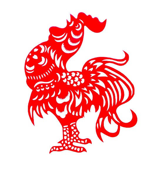 大红红公鸡剪纸pvc不干胶贴纸墙贴玻璃门一面自带喜字