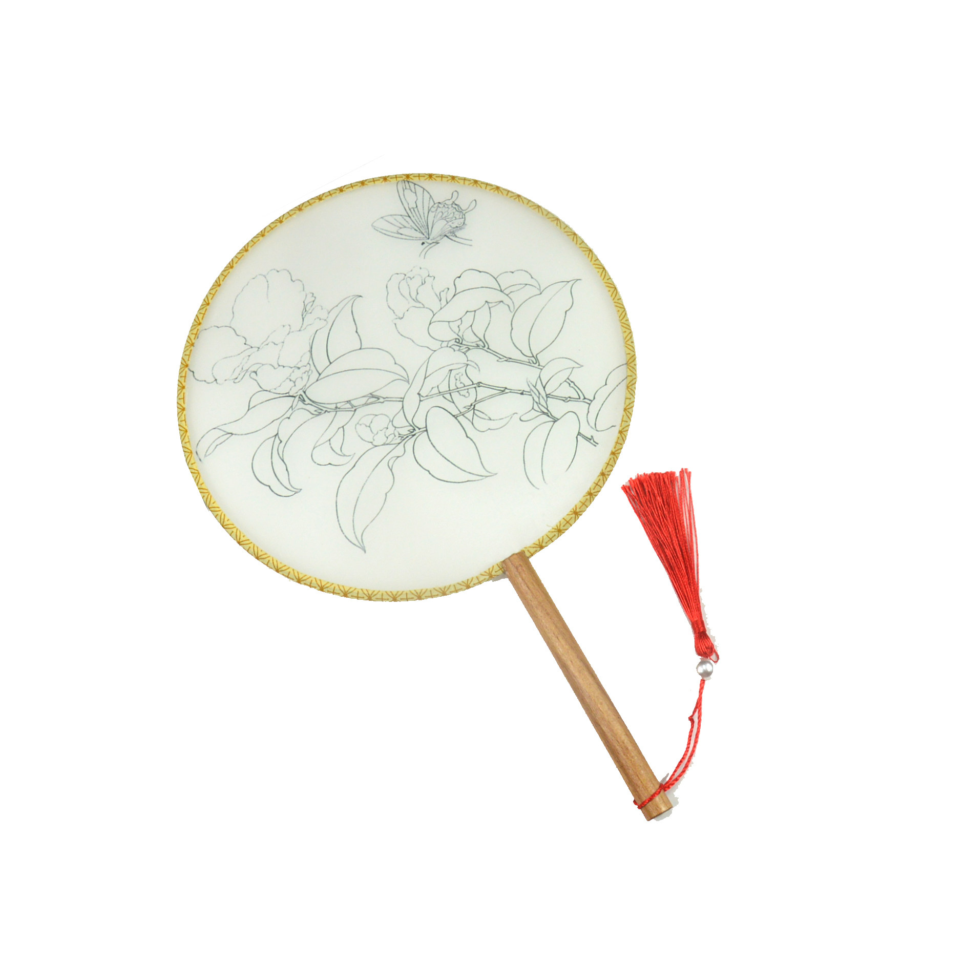 定制工笔手绘圆形宫扇真丝团扇临摹绘画亲子扇子