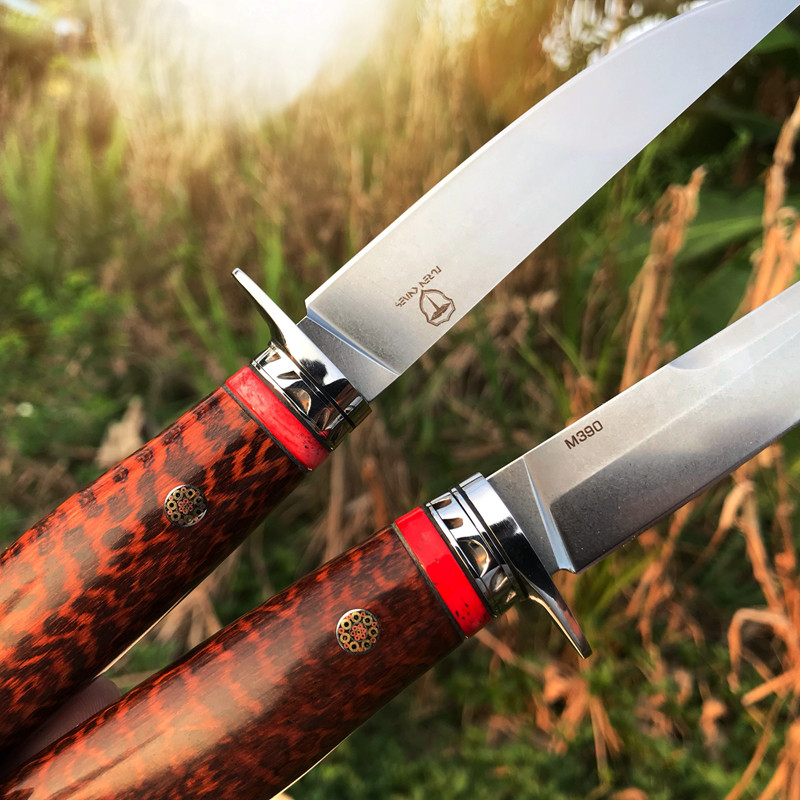 m390粉末钢刀蛇纹木户外日用生存鱼刀高硬度耐磨钢直刀求生多用刀