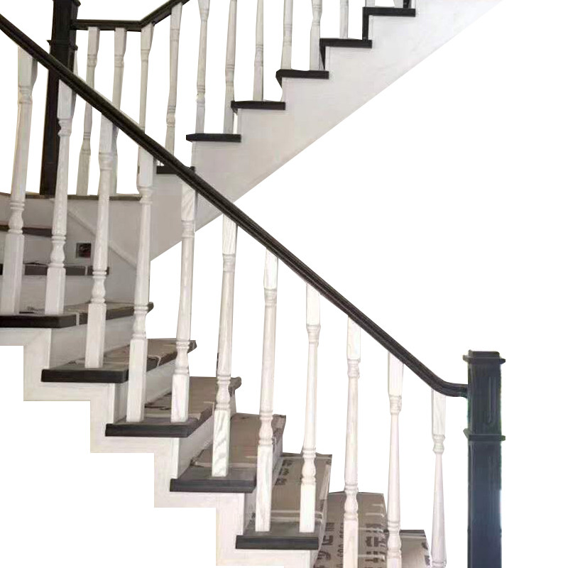 楼梯整体实木定制铁艺护栏扶手踏步家用室内整体楼梯