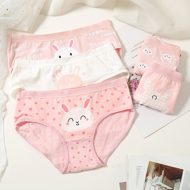 粉色小兔子卡通动物可爱少女软萌女生内裤纯棉女三角裤
