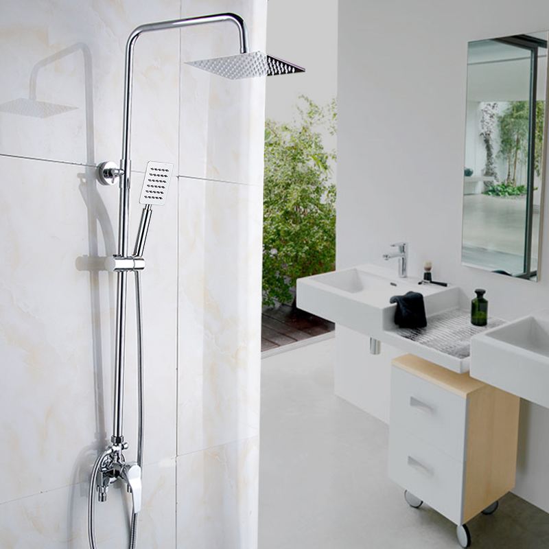 全铜明装淋浴花洒套装太阳能上水淋浴器浴室水龙头淋浴花洒龙头套装