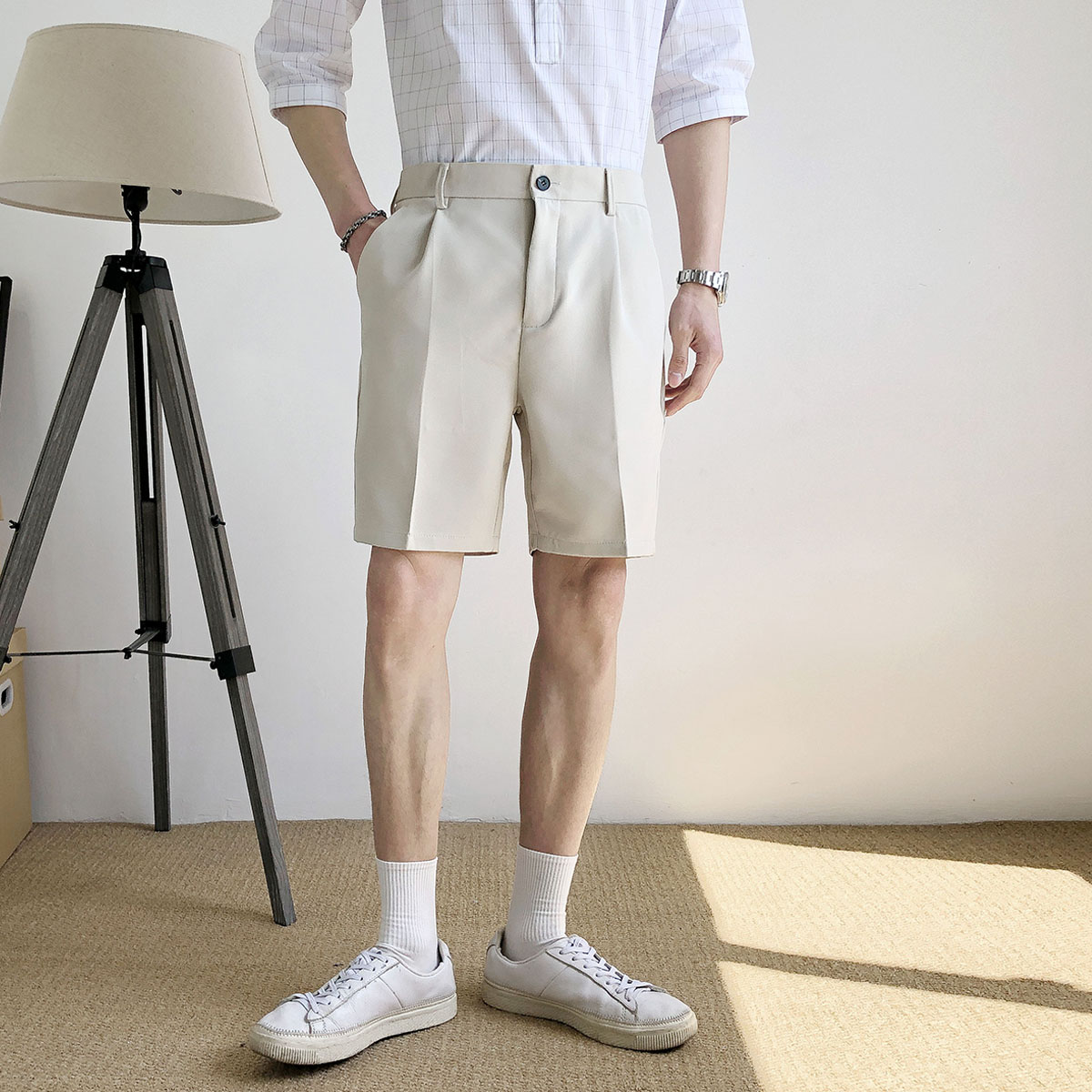 夏季薄款西裤短裤宽松直筒裤子男潮潮流西装西裤