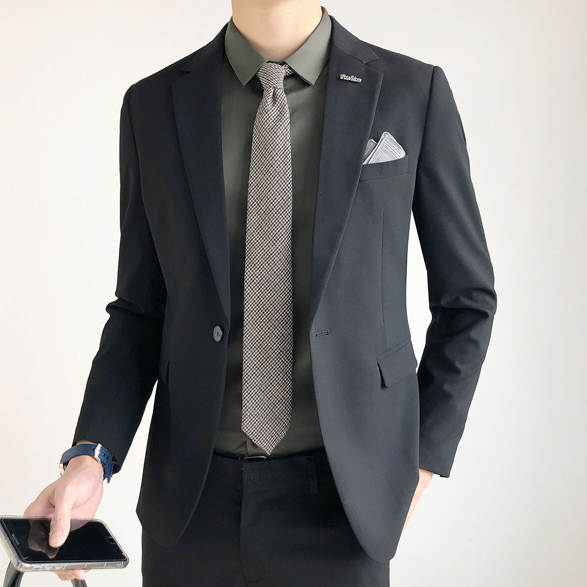 韩版西服单西服纯色英伦帅气潮流休闲男士务正西服套装