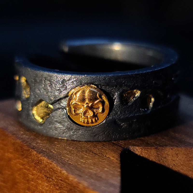 cabo金暗黑小众复古暗黑18k刻骨情侣戒指纯银戒指