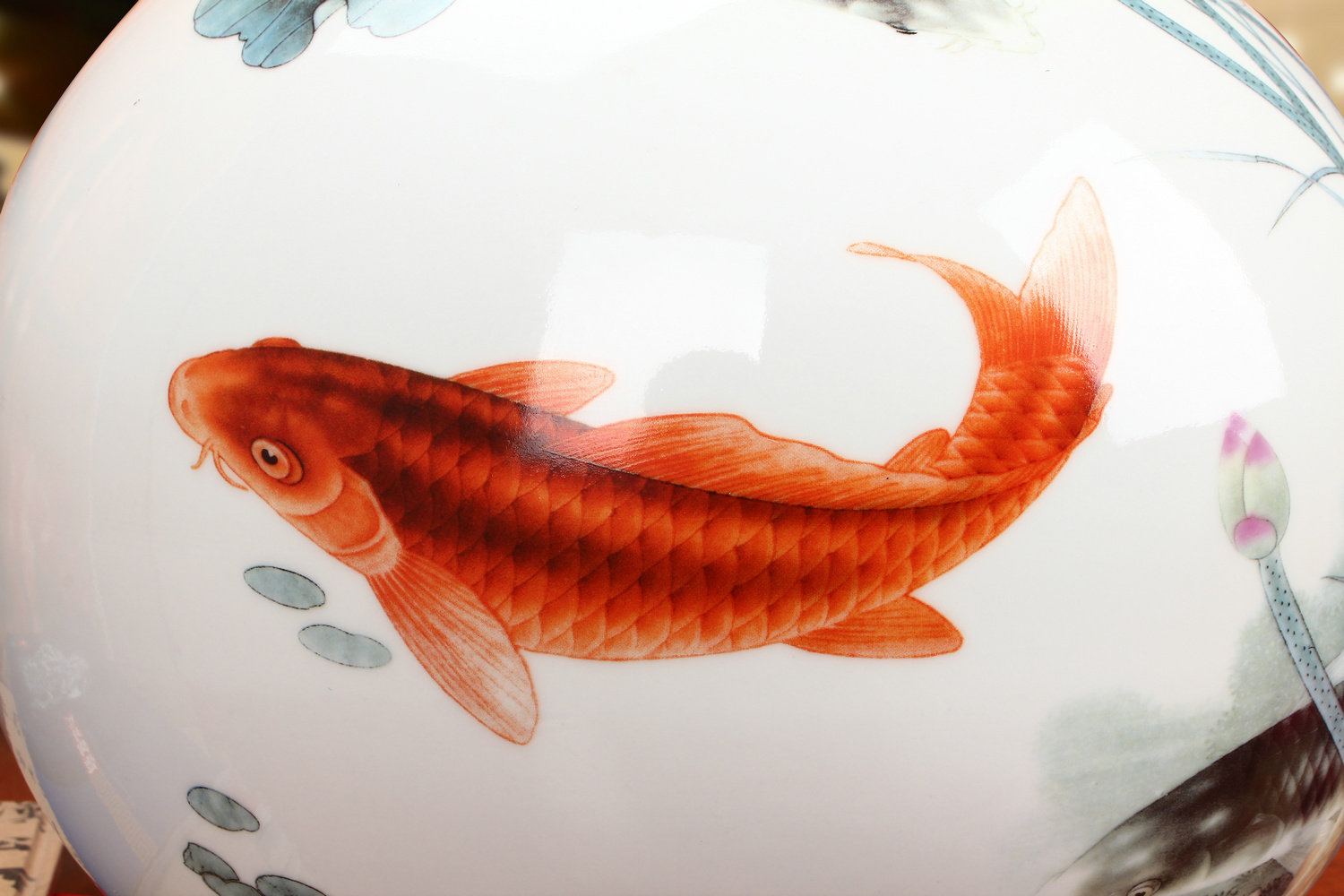 景德镇陶瓷器粉彩年年有余鱼赏瓶落地大花瓶现代田园家居摆件设