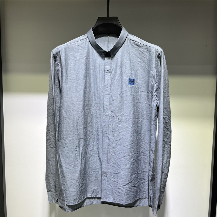 春夏 薄 63.1天丝19.5亚麻17.4锦纶 长袖衬衫 男士 时尚休闲 灰色