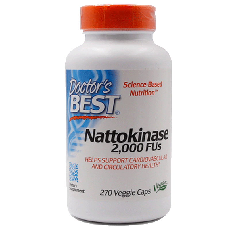 美国doctors best纳豆激酶270粒溶解血栓血脂缓解脑梗软化血管