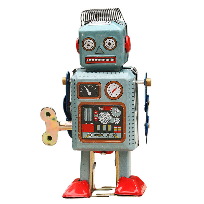 80后怀旧玩具 铁皮机器人 手工老式铁皮玩具 会走动 外星人造型