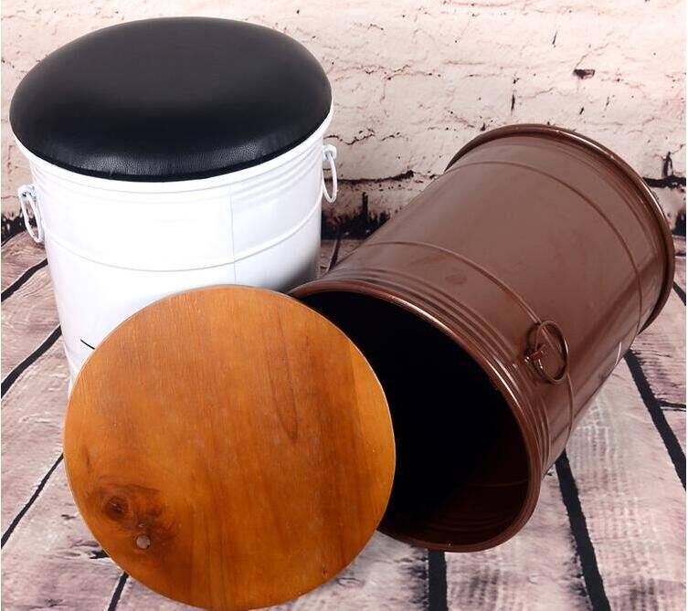 铁艺圆凳子吧台凳复古休闲酒吧椅做旧铁皮油桶凳彩色吧台椅