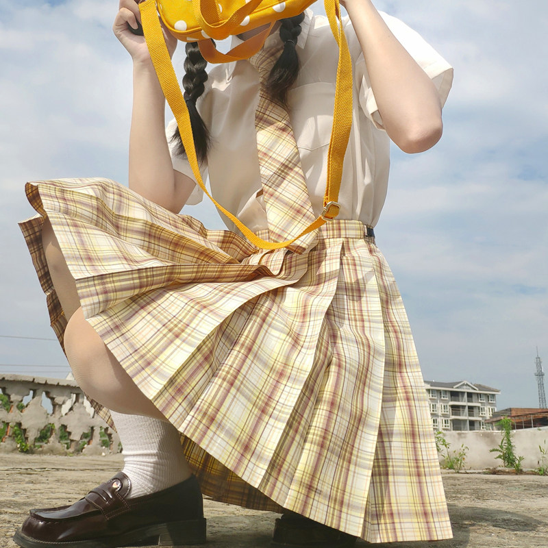 领结黄格小物同格格裙制服jk正版原创甜酒jk