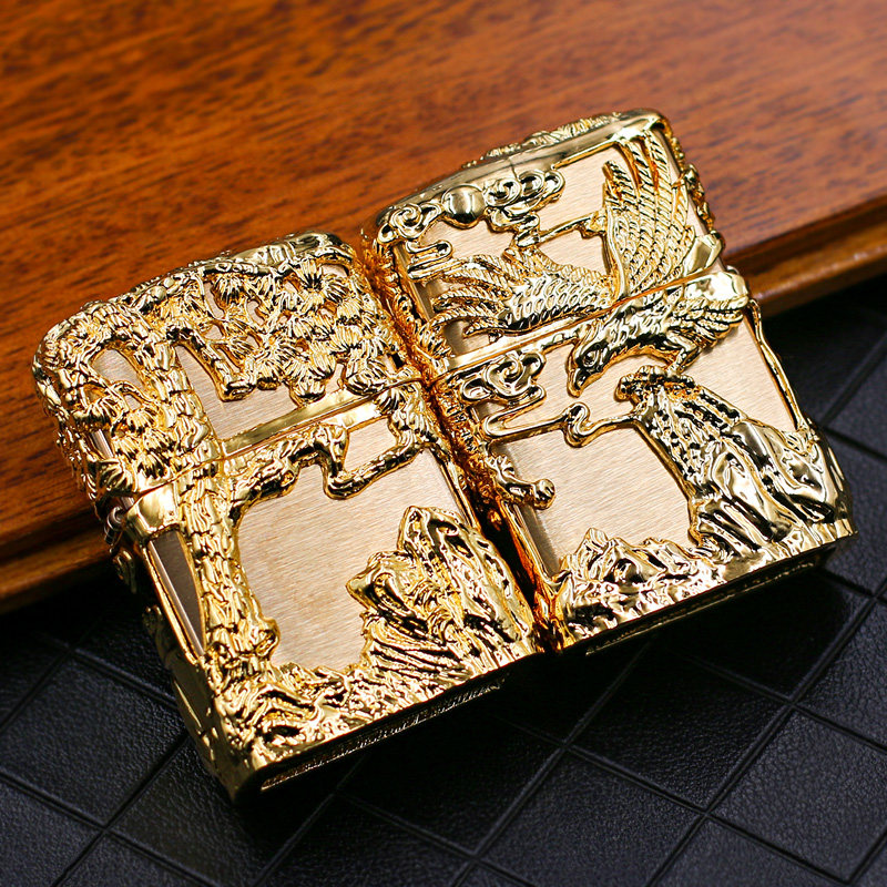 正品zippo打火机金鹰盔甲zppo芝宝复古正版男士zippo