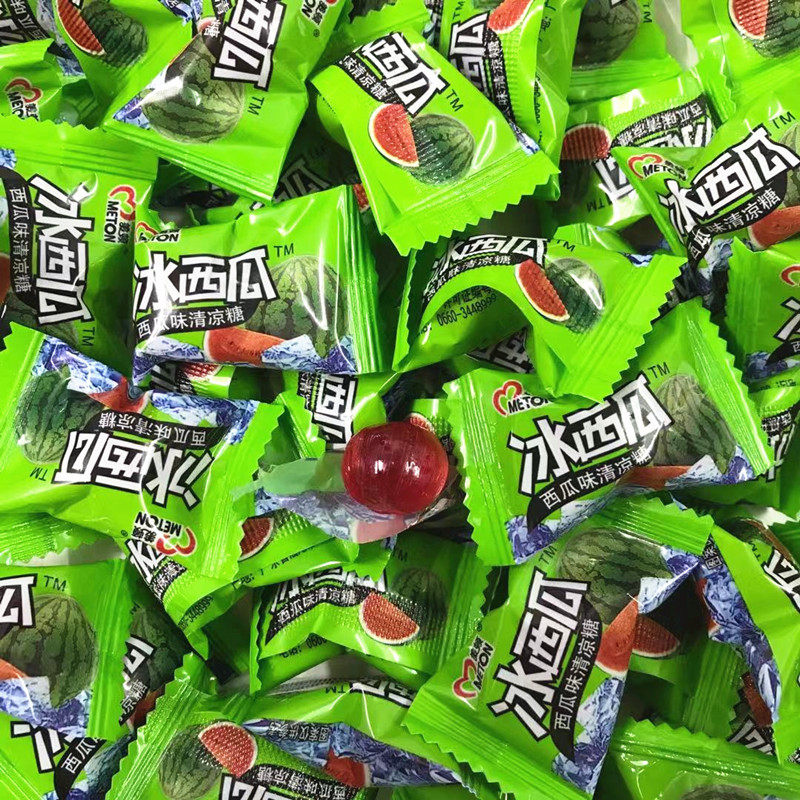 正品美顿西瓜糖冰绿茶柠檬清凉硬质水果糖年货传统糖果