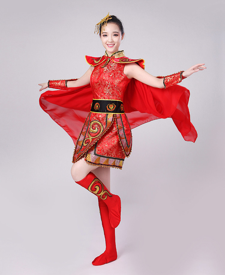 现代舞民族女将古装开场水鼓腰鼓国风打鼓女中民族服装