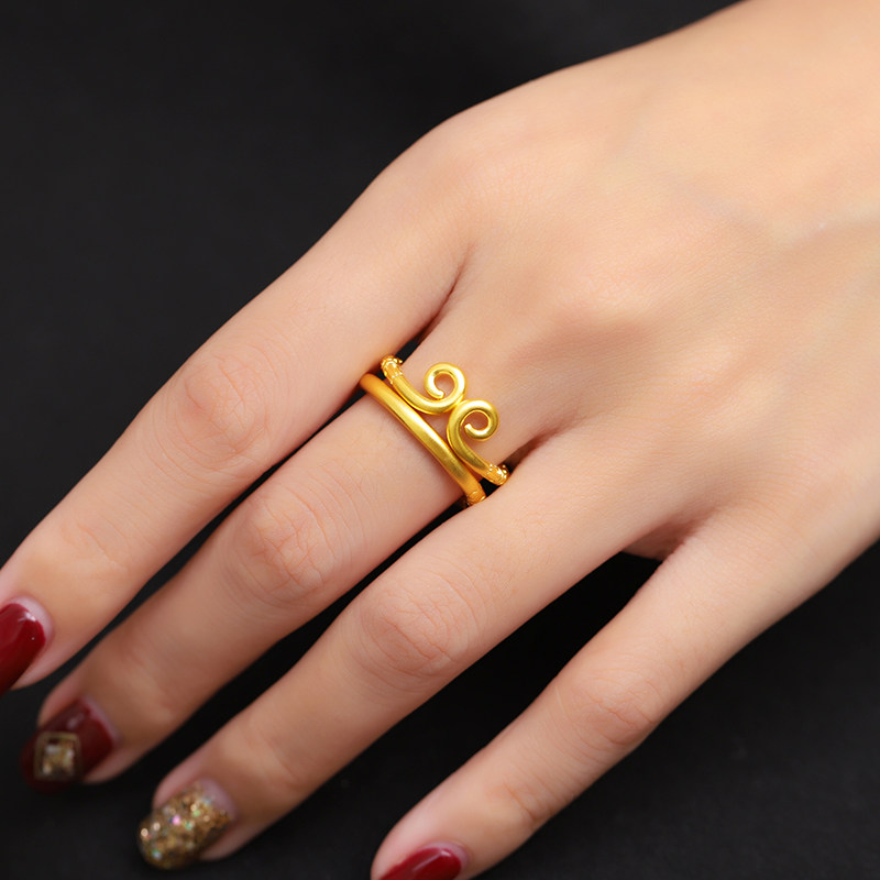 古法紧箍咒戒指实心黄金悟空金箍棒足金情侣男女手饰