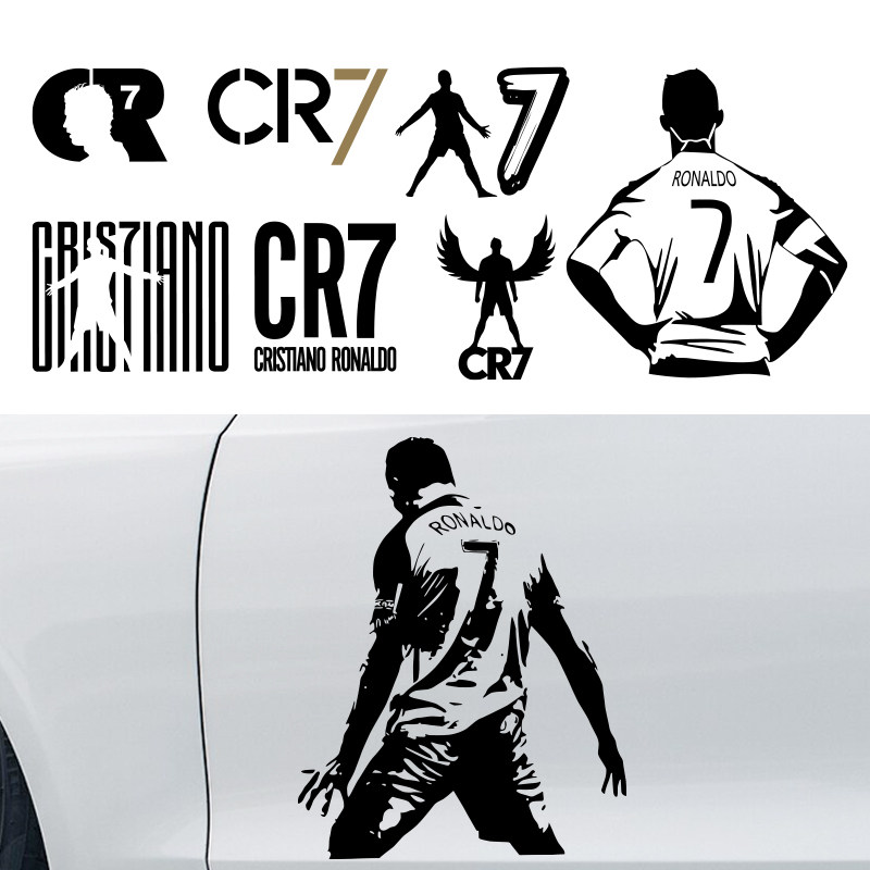 cr7电动车电动遮挡划痕车身油箱贴纸罗球队汽车汽车装饰贴