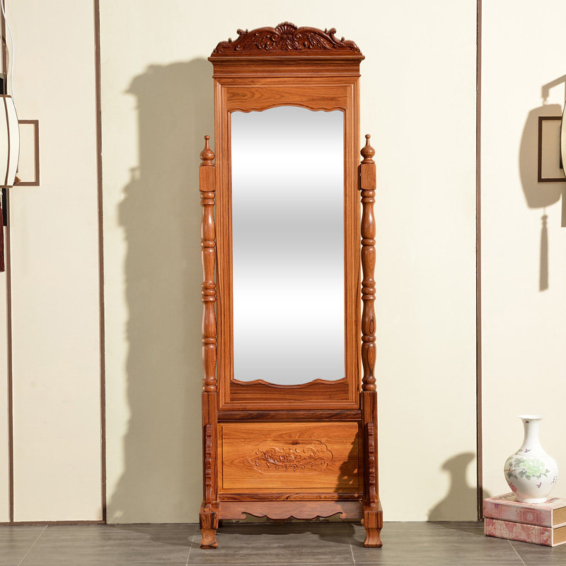 镜子红木试衣穿衣镜全身落地仿古中式实木雕刻穿衣镜