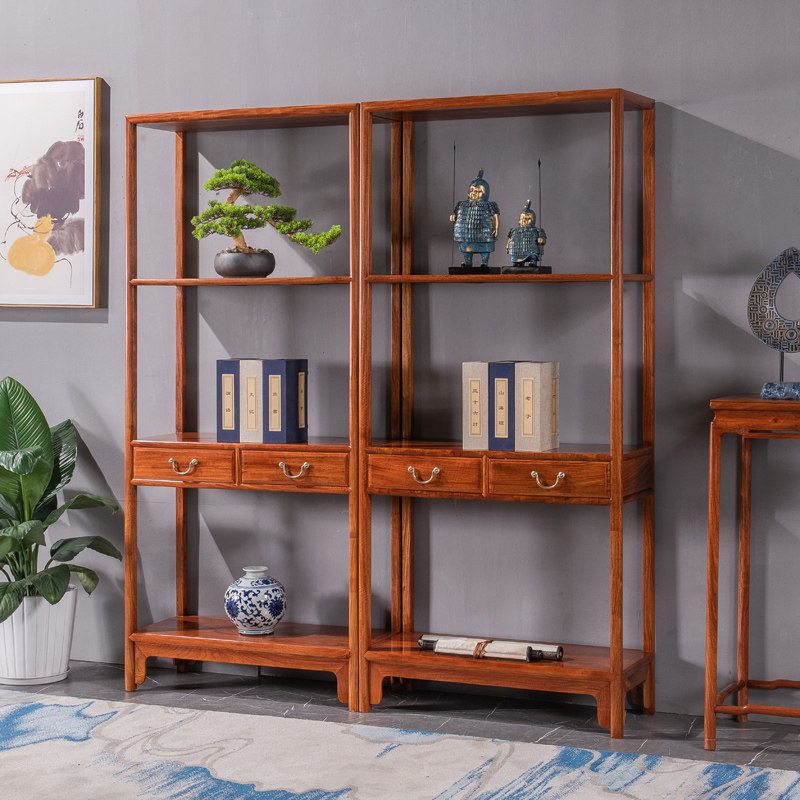 书架红木家具缅甸花梨实木展示架中式书房家具置物架书架